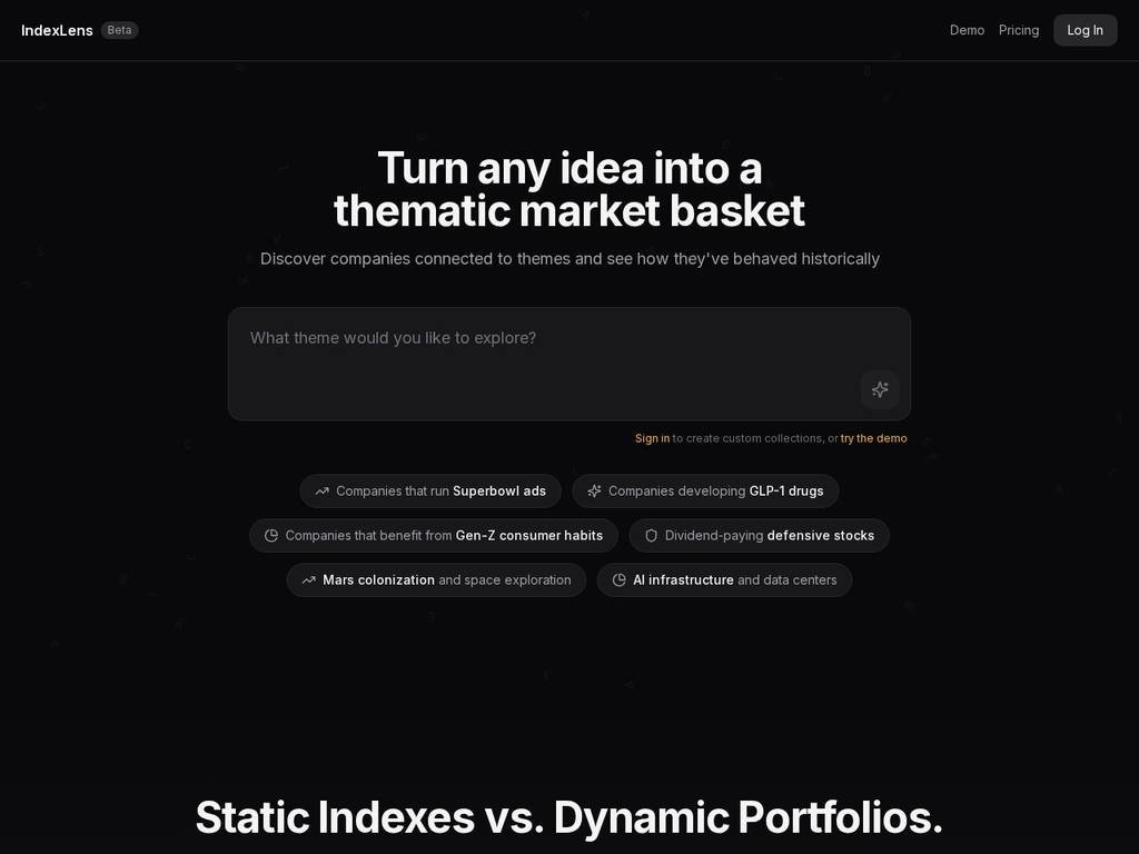 IndexLens website screenshot